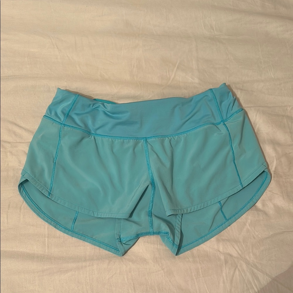 Lululemon Electric Turquoise Speed Up 2.5 inch Shorts